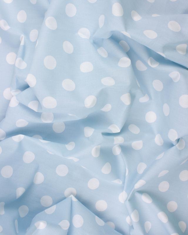 Polycotton Large white dots / Light Blue - Tissushop