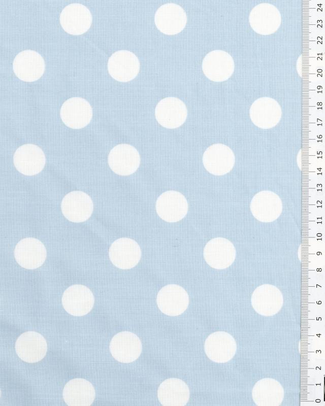 Polycotton Large white dots / Light Blue - Tissushop