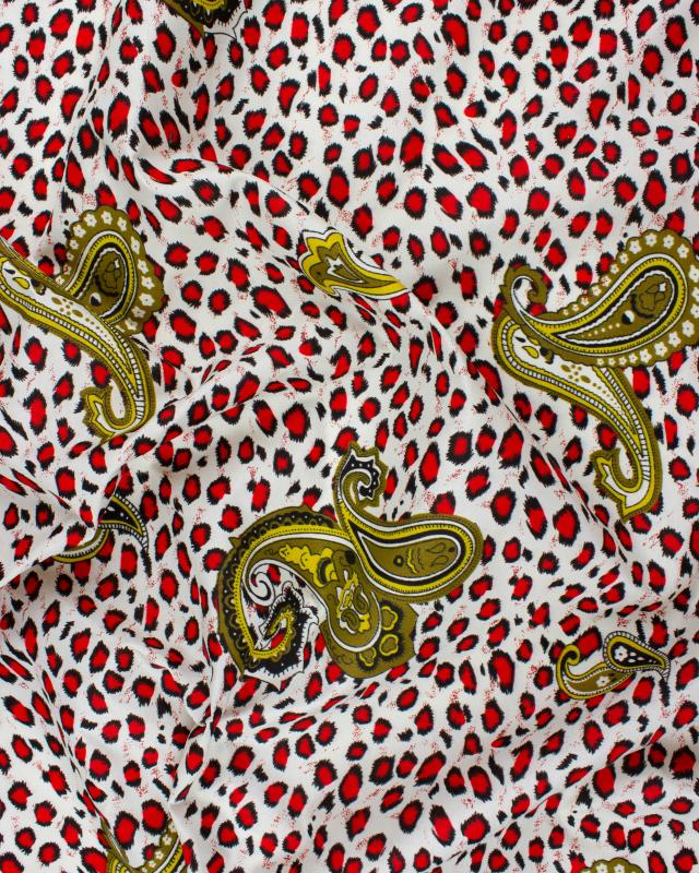 Polycoton imprimé léopard Rouge - Tissushop