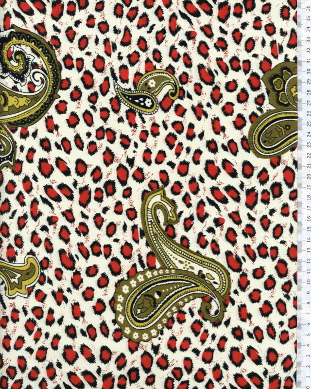 Polycotton printed with leopard pattern Red - Tissushop