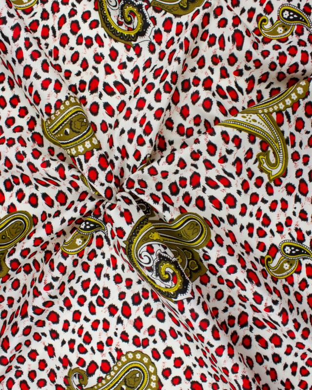 Polycotton printed with leopard pattern Red - Tissushop