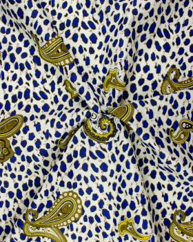 Polycotton printed with leopard pattern Blue - Tissushop