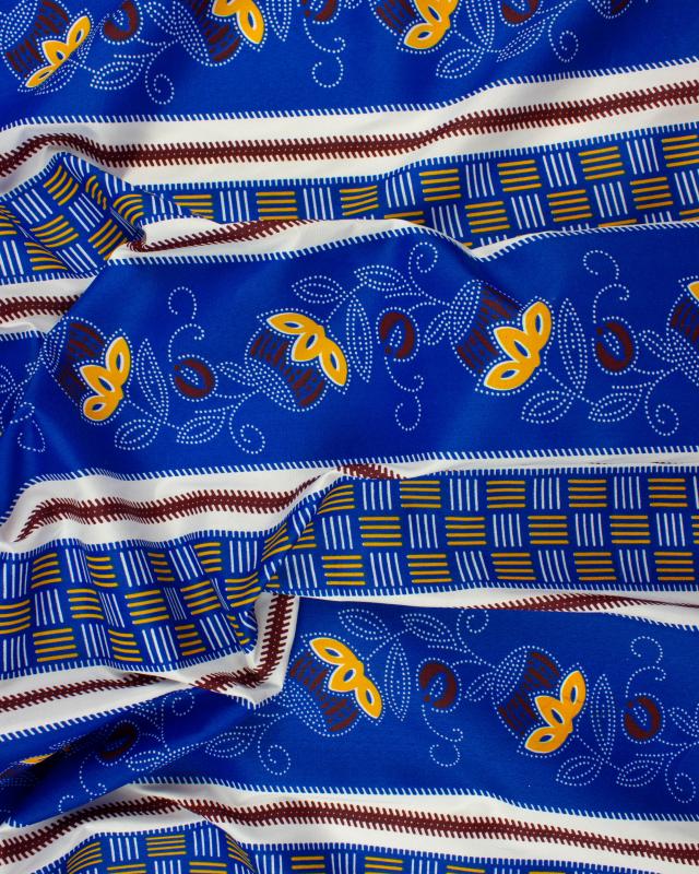 Polyester coton imprimé bande Bleu - Tissushop