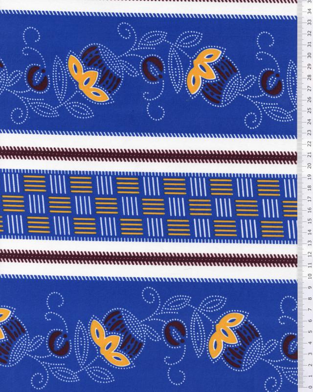 Polyester cotton printed stripe Blue - Tissushop