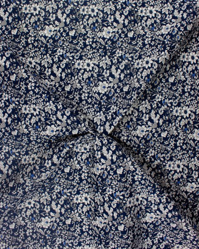 Flora printed cotton Blue - Tissushop