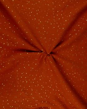 Muslin gold dots sky Rust - Tissushop