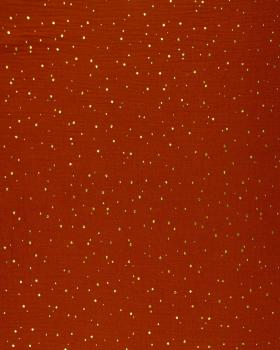 Muslin gold dots sky Rust - Tissushop