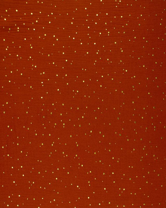 Muslin gold dots sky Rust - Tissushop