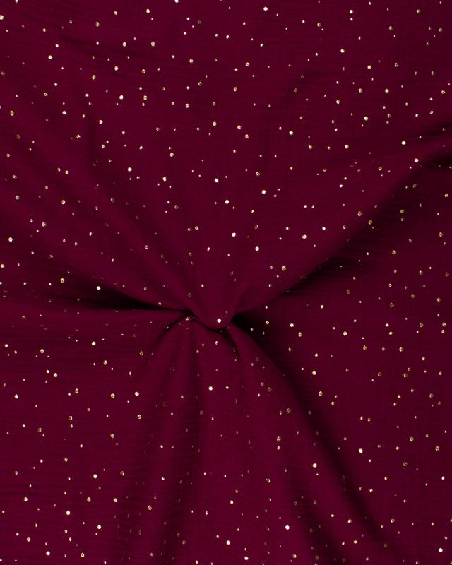 Muslin gold dots sky Bordeaux - Tissushop