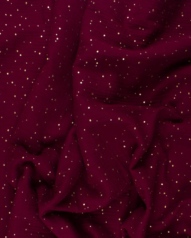 Double gaze pois doré Bordeaux - Tissushop