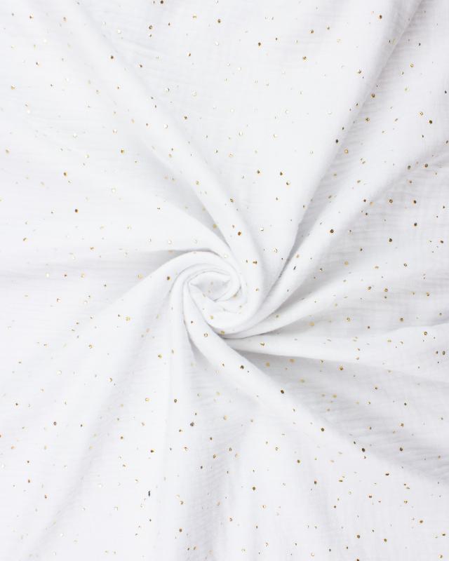 Muslin gold dots sky White - Tissushop