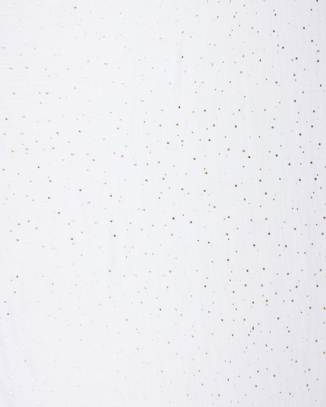 Muslin gold dots sky White - Tissushop