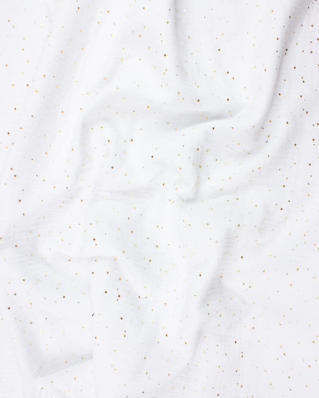 Muslin gold dots sky White - Tissushop