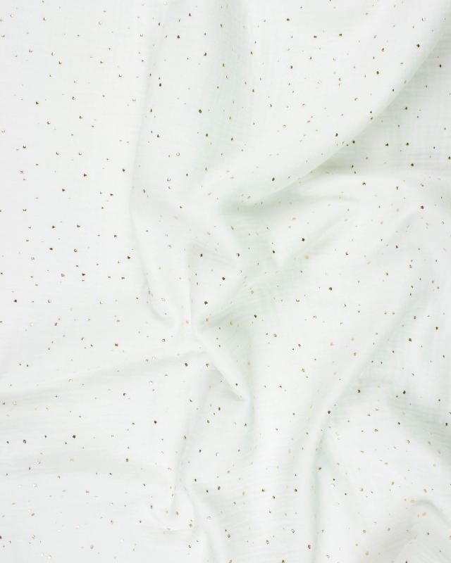 Muslin gold dots sky Ivory - Tissushop