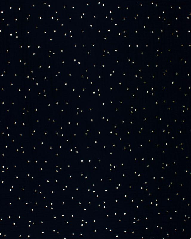 Muslin gold dots sky Black - Tissushop