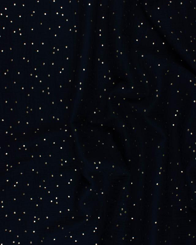 Muslin gold dots sky Black - Tissushop