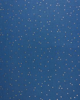 Muslin gold dots sky Blue - Tissushop