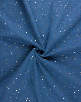 Muslin gold dots sky Blue - Tissushop