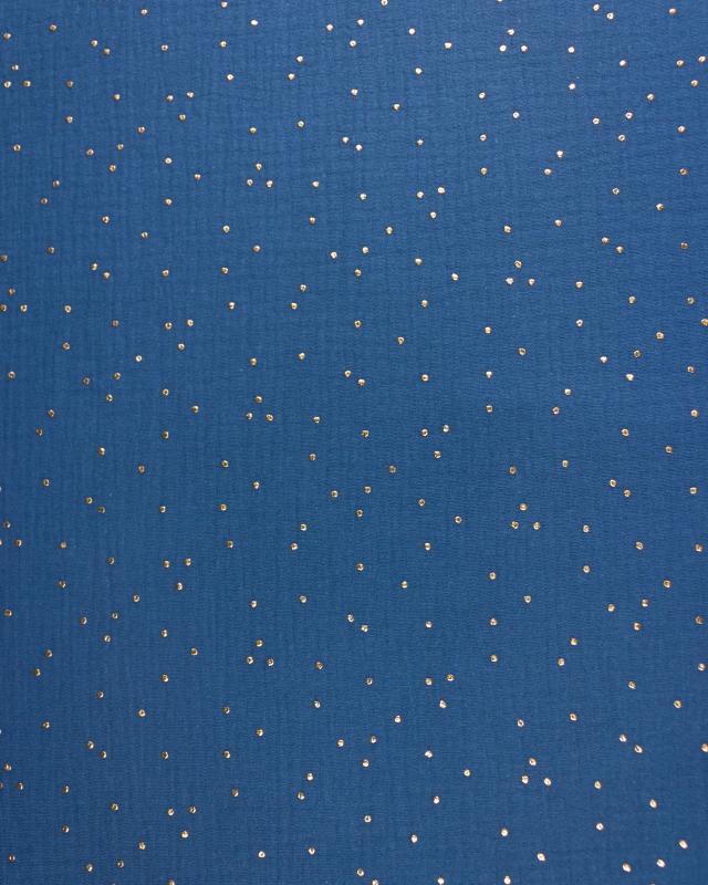 Muslin gold dots sky Blue - Tissushop