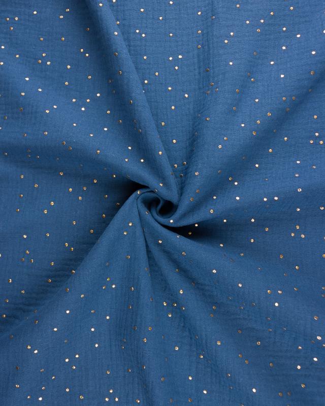 Muslin gold dots sky Blue - Tissushop