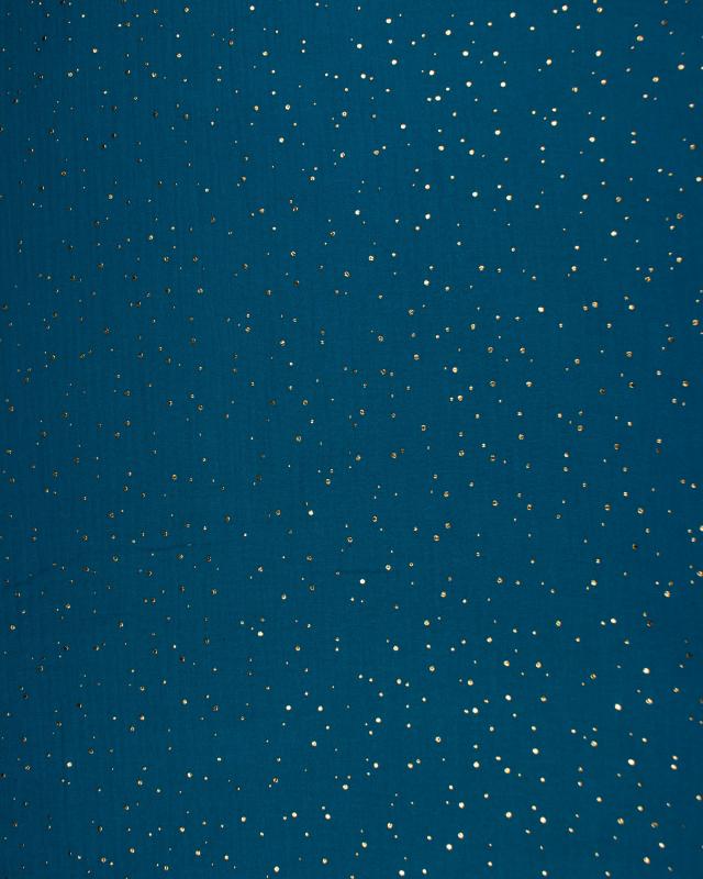 Muslin gold dots sky Dark Cyan - Tissushop