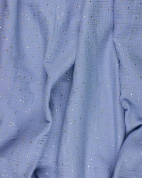 Muslin gold dots sky Light Blue - Tissushop