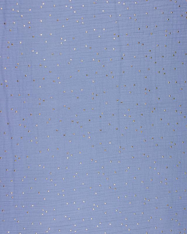 Muslin gold dots sky Light Blue - Tissushop