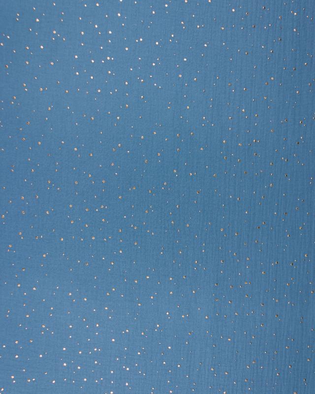 Muslin gold dots sky Blue Jeans - Tissushop