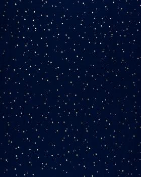 Muslin gold dots sky Navy Blue - Tissushop