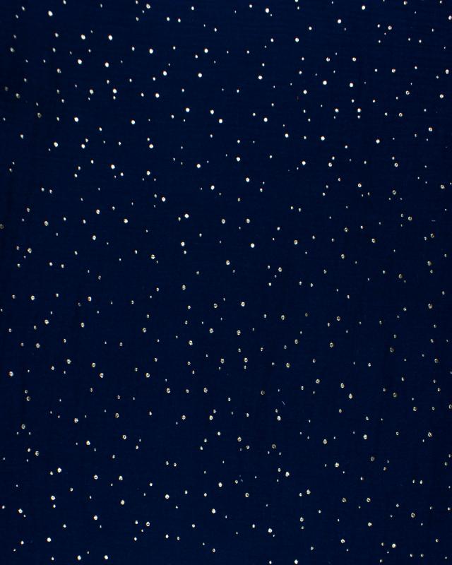 Muslin gold dots sky Navy Blue - Tissushop