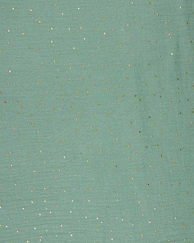 Double gaze pois doré Vert Eucalyptus - Tissushop