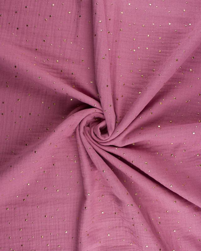 Double gaze pois doré Rose - Tissushop