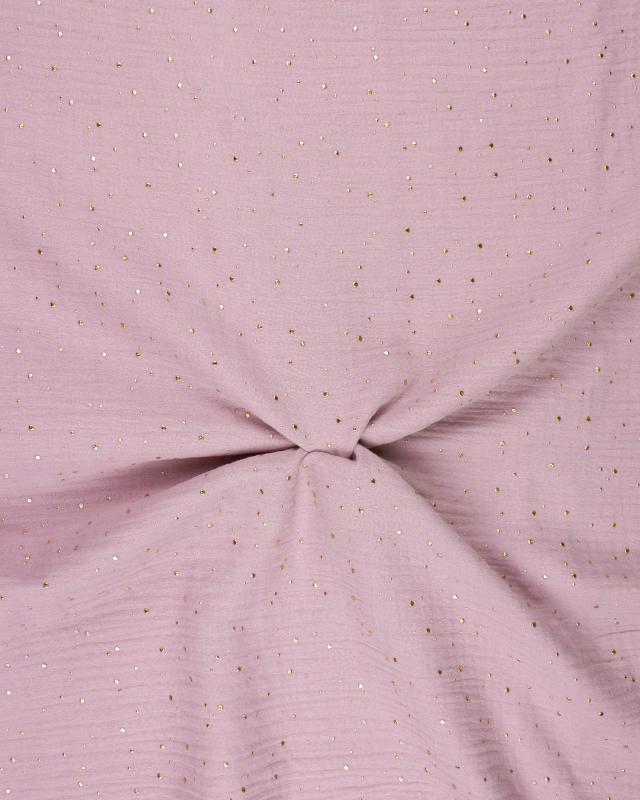 Muslin gold dots sky Powder Pink - Tissushop