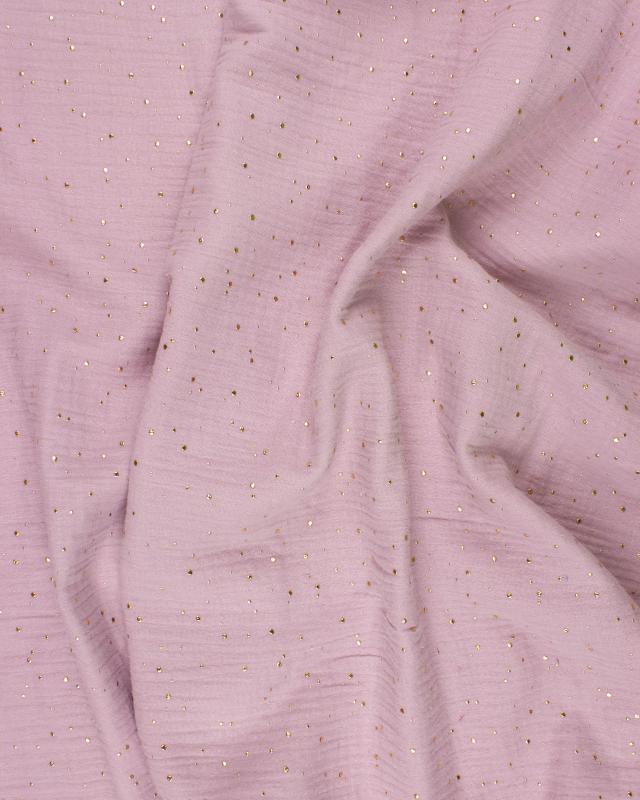 Muslin gold dots sky Powder Pink - Tissushop