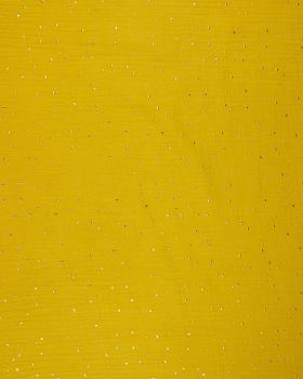 Muslin gold dots sky Mustard - Tissushop