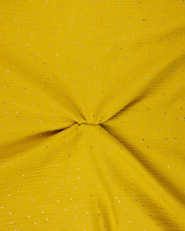 Muslin gold dots sky Mustard - Tissushop