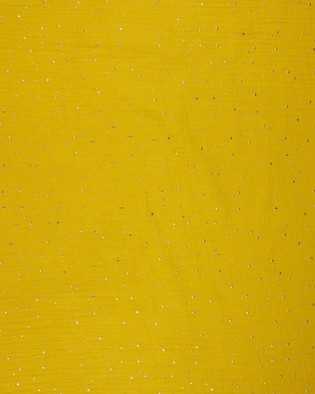 Muslin gold dots sky Mustard - Tissushop