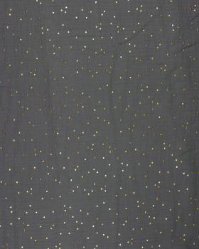 Muslin gold dots sky Grey - Tissushop