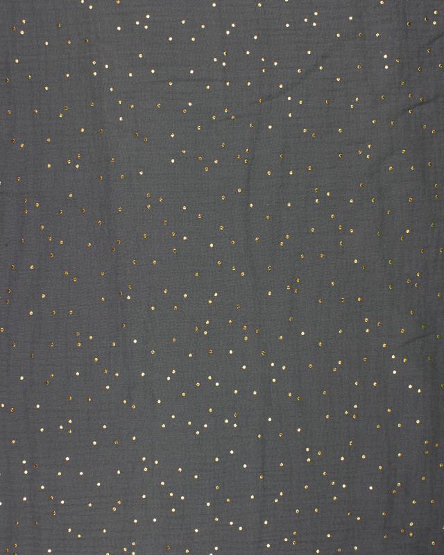 Muslin gold dots sky Grey - Tissushop