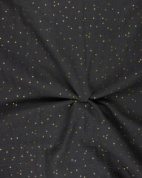 Muslin gold dots sky Dark Grey - Tissushop