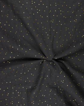 Muslin gold dots sky Dark Grey - Tissushop