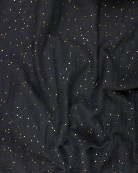 Muslin gold dots sky Dark Grey - Tissushop