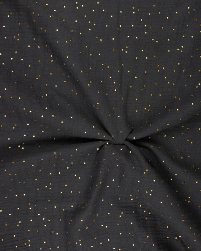 Muslin gold dots sky Dark Grey - Tissushop