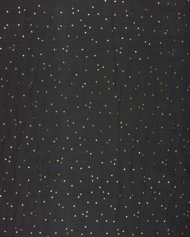 Muslin gold dots sky Dark Grey - Tissushop