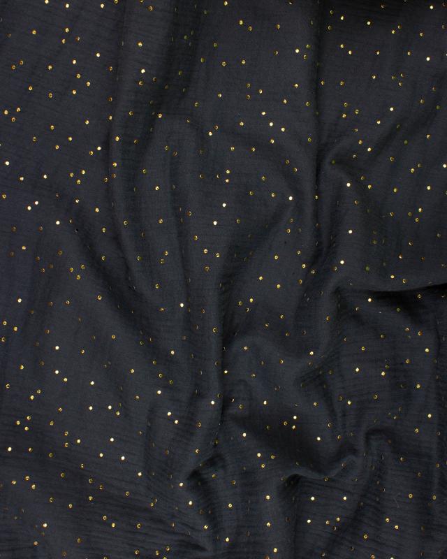 Muslin gold dots sky Dark Grey - Tissushop