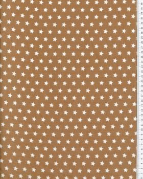 Cotton Popelin White stars on a background Beige - Tissushop