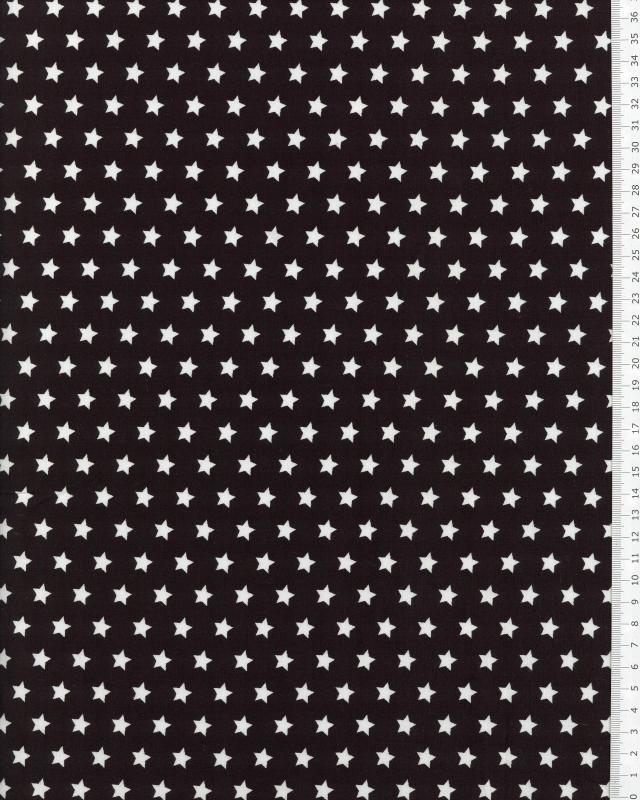 Cotton Popelin White stars on a background Black - Tissushop