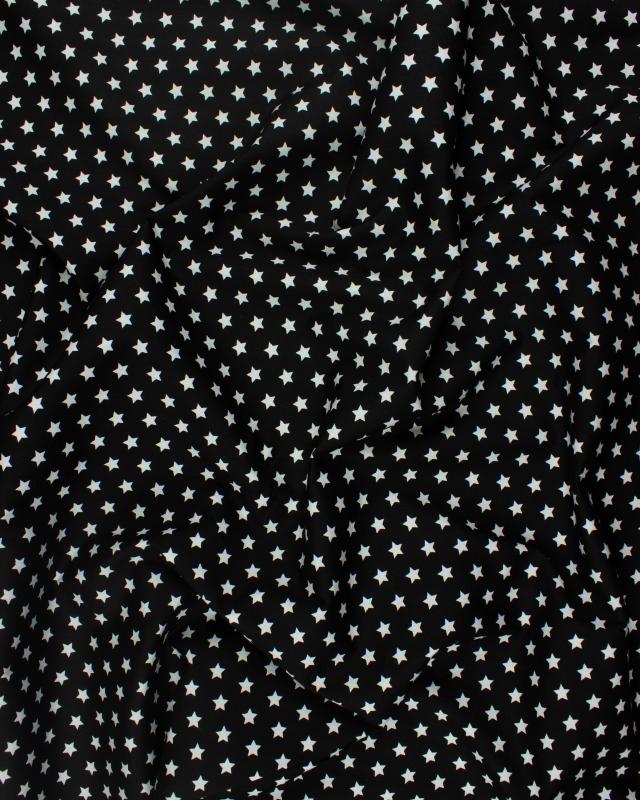 Cotton Popelin White stars on a background Black - Tissushop