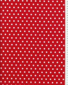 Cotton Popelin White stars on a background Red - Tissushop