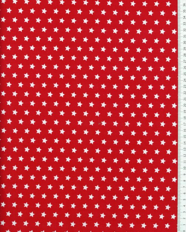 Popeline de Coton Etoiles blanches sur fond Rouge - Tissushop